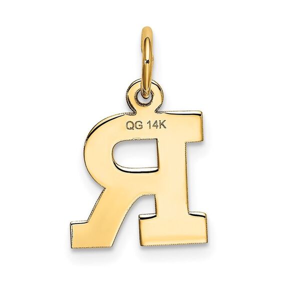 14k Yellow Gold, Amanda Collection, Small Block Initial R Pendant - Picture 3 of 5